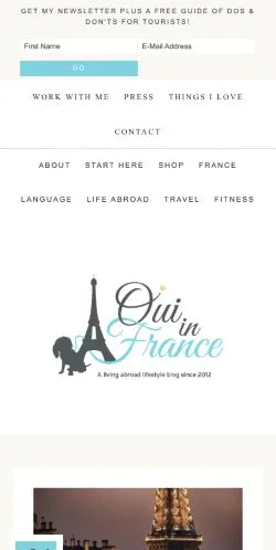 Anteprima del sito Oui In France, media di Stati Uniti per articoli sponsorizzati