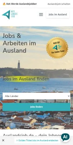 Anteprima del sito Auslandsjob, media di Germania per articoli sponsorizzati