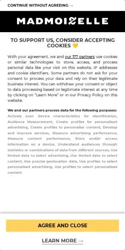 スポンサード記事向けのフランスメディア、Madmoizelleのサイトプレビュー