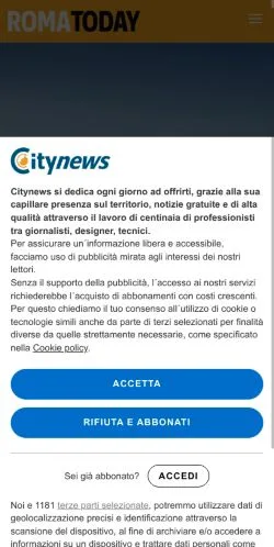 Anteprima del sito RomaToday, media di Italia per articoli sponsorizzati