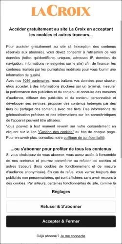 Vista previa del sitio La Croix, medio de Francia para artículos patrocinados
