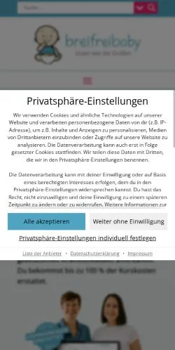 Anteprima del sito Breifreibaby, media di Germania per articoli sponsorizzati