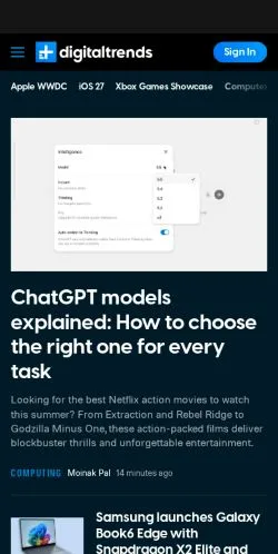 Aperçu du site Digital Trends, média de États-Unis pour articles sponsorisés