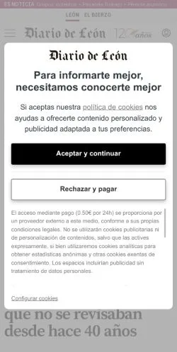 Anteprima del sito Diario De León, media di Spagna per articoli sponsorizzati
