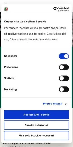 Anteprima del sito Touring Club Italiano, media di Italia per articoli sponsorizzati