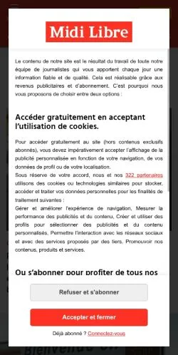 Anteprima del sito Midi Libre, media di Francia per articoli sponsorizzati
