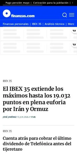 Förhandsvisning av webbplatsen Finanzas, medium i Spanien för sponsrade artiklar