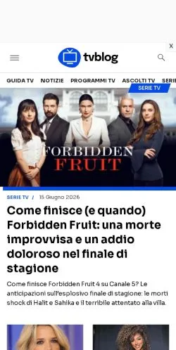 Anteprima del sito TvBlog, media di Italia per articoli sponsorizzati