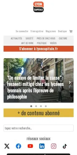 Podgląd witryny Lyon Capitale, medium z kraju Francja do artykułów sponsorowanych
