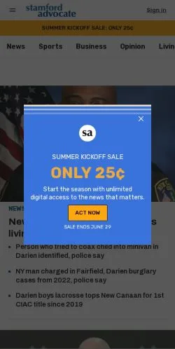 Pré-visualização do site StamfordAdvocate, meio de Estados Unidos para artigos patrocinados