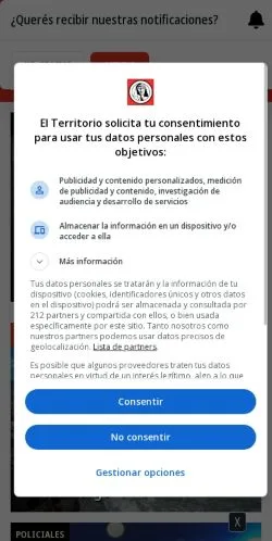 Podgląd witryny El Territorio, medium z kraju Argentyna do artykułów sponsorowanych