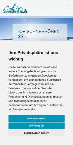 Podgląd witryny Schneehoehen, medium z kraju Niemcy do artykułów sponsorowanych