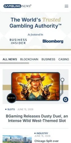 Podgląd witryny Gambling News, medium z kraju Stany Zjednoczone do artykułów sponsorowanych