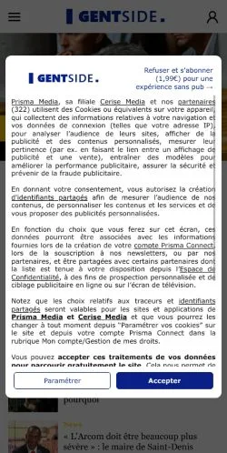 Preview of the Gentside website, a media outlet in France for sponsored articles