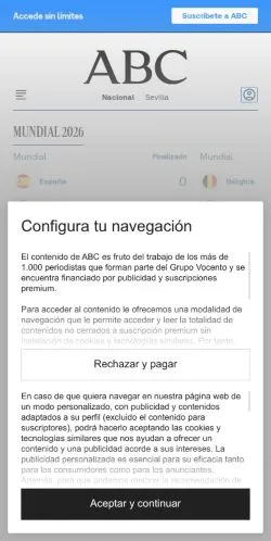 Aperçu du site ABC, média de Espagne pour articles sponsorisés