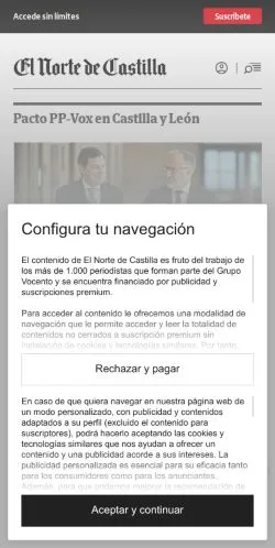 スポンサード記事向けのスペインメディア、El Norte de Castillaのサイトプレビュー