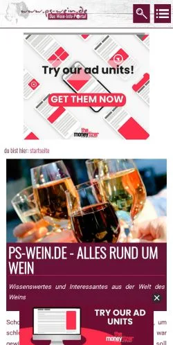Pré-visualização do site Ps-Wein, meio de Alemanha para artigos patrocinados