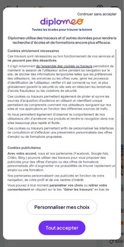 Anteprima del sito Diplomeo, media di Francia per articoli sponsorizzati
