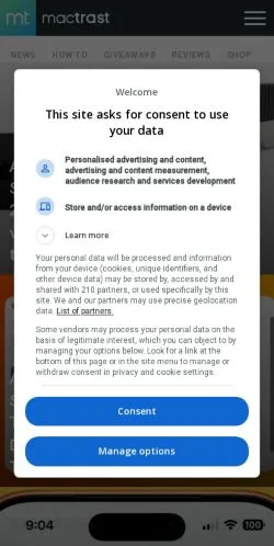 Forhåndsvisning av nettstedet Mactrast Apple News, medium fra USA for sponsede artikler