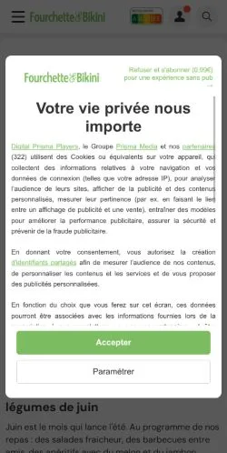 Anteprima del sito Fourchette et Bikini, media di Francia per articoli sponsorizzati