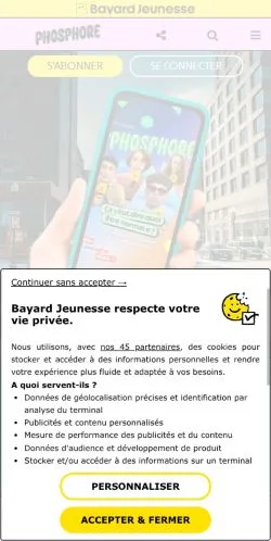 Vorschau der Website Phosphore, Medium aus Frankreich für gesponserte Artikel