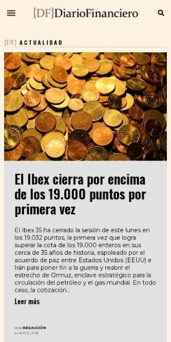 Anteprima del sito Diario Financiero, media di Spagna per articoli sponsorizzati