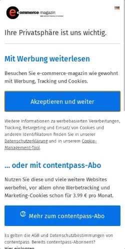 Anteprima del sito E-Commerce Magazin, media di Germania per articoli sponsorizzati