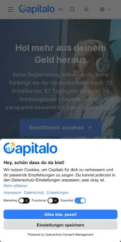 Vista previa del sitio Capitalo, medio de Alemania para artículos patrocinados