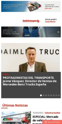 Podgląd witryny Todotransporte, medium z kraju Hiszpania do artykułów sponsorowanych