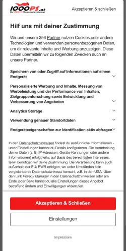 Podgląd witryny 1000PS, medium z kraju Austria do artykułów sponsorowanych