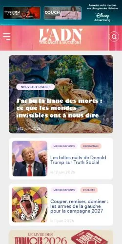 Anteprima del sito L'ADN, media di Francia per articoli sponsorizzati