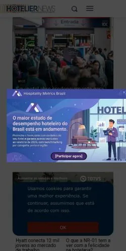 Podgląd witryny Hotelier News, medium z kraju Brazylia do artykułów sponsorowanych