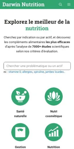 Anteprima del sito Darwin Nutrition, media di Francia per articoli sponsorizzati