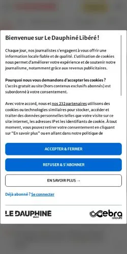 Voorbeeld van de site Le Dauphiné Libéré, medium uit Frankrijk voor gesponsorde artikelen
