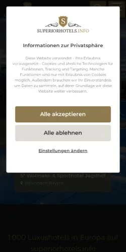 Anteprima del sito Superior Hotels, media di Germania per articoli sponsorizzati