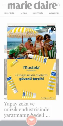 Anteprima del sito Marie Claire, media di Turchia per articoli sponsorizzati