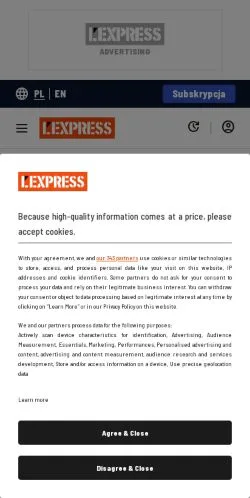 Anteprima del sito L’Express Polska, media di Polonia per articoli sponsorizzati