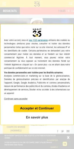Vista previa del sitio Sport 365, medio de Francia para artículos patrocinados