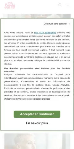 Anteprima del sito Top Santé, media di Francia per articoli sponsorizzati