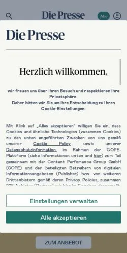 Forhåndsvisning av nettstedet Die Presse, medium fra Tyskland for sponsede artikler