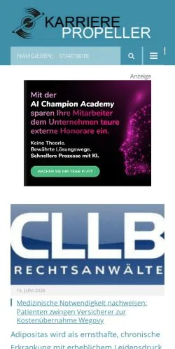 Anteprima del sito Karrierepropeller, media di Germania per articoli sponsorizzati