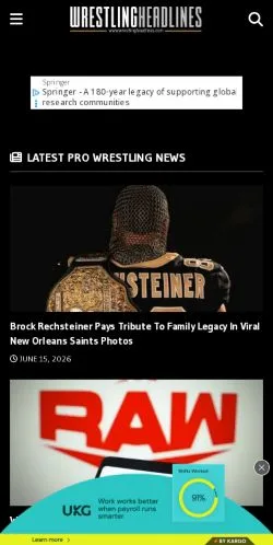Podgląd witryny Wrestling Headlines, medium z kraju Stany Zjednoczone do artykułów sponsorowanych