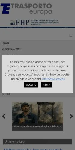 Anteprima del sito TrasportoEuropa, media di Italia per articoli sponsorizzati
