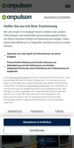 Preview of the Onpulson website, a media outlet in Germany for sponsored articles