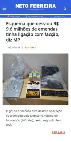 Podgląd witryny Neto Ferreira, medium z kraju Brazylia do artykułów sponsorowanych