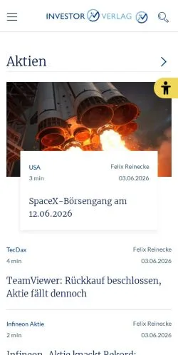 Anteprima del sito Investor-Verlag, media di Germania per articoli sponsorizzati