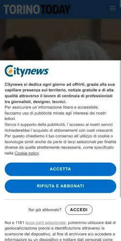 Anteprima del sito TorinoToday, media di Italia per articoli sponsorizzati