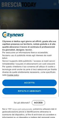 Anteprima del sito BresciaToday, media di Italia per articoli sponsorizzati