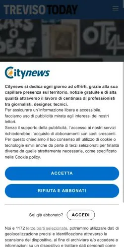 Anteprima del sito TrevisoToday, media di Italia per articoli sponsorizzati