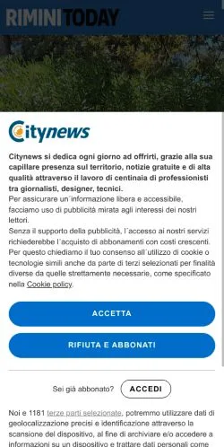 Anteprima del sito RiminiToday, media di Italia per articoli sponsorizzati